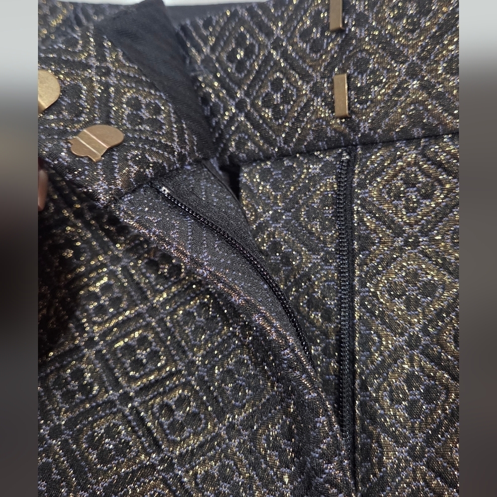 Ann Taylor LOFT Pants 8 Marisa Metallic Brocade Jacquard Pencil Ankle NWOT. - Picture 5 of 12